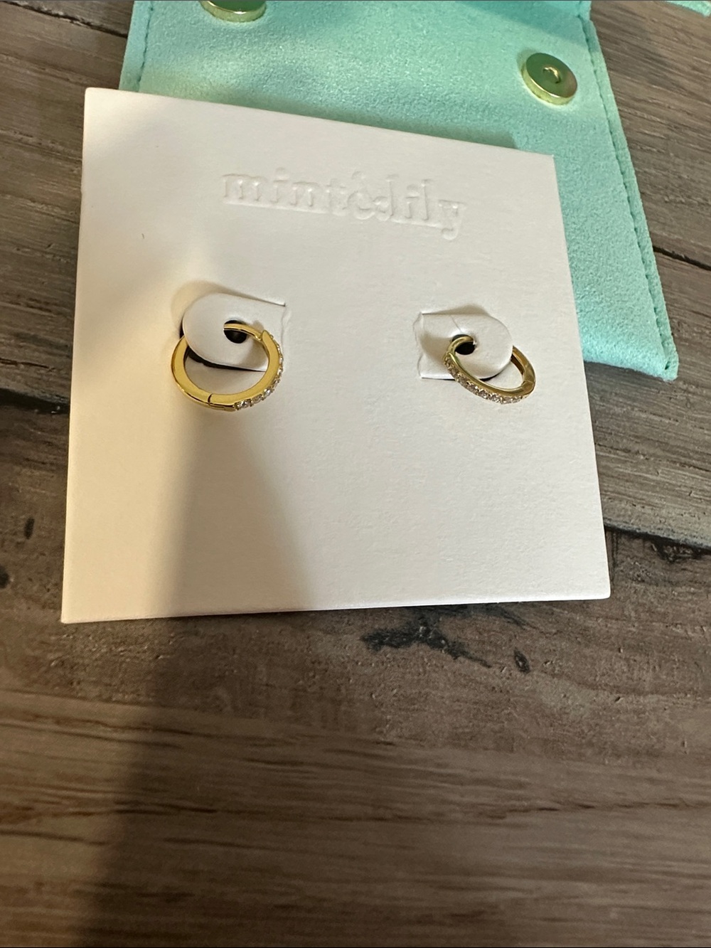 Mintedaily Gold Pavé Mini Hoop Huggie Earrings